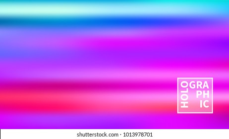 Holographic Vector Background. Iridescent Foil. Glitch Hologram. Pastel neon rainbow. Ultraviolet metallic paper. Template for presentation. Cover to web design.  Abstract colorful gradient. 