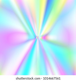 Holographic Vector Background. Iridescent Foil. Glitch Hologram. Pastel neon rainbow. Ultraviolet metallic paper. Template for presentation. Cover to web design.  Abstract colorful gradient. 