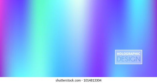 Holographic Vector Background. Iridescent Foil. Glitch Hologram. Pastel neon rainbow. Ultraviolet metallic paper. Template for presentation. Cover to web design.  Abstract colorful gradient. 