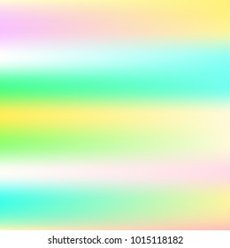 Holographic Vector Background. Iridescent Foil. Glitch Hologram. Pastel neon rainbow. Ultraviolet metallic paper. Template for presentation. Cover to web design.  Abstract colorful gradient. 