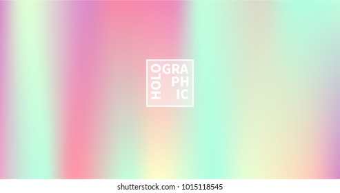 Holographic Vector Background. Iridescent Foil. Glitch Hologram. Pastel neon rainbow. Ultraviolet metallic paper. Template for presentation. Cover to web design.  Abstract colorful gradient. 