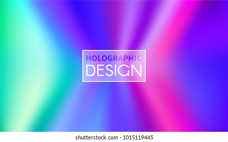 Holographic Vector Background. Iridescent Foil. Glitch Hologram. Pastel neon rainbow. Ultraviolet metallic paper. Template for presentation. Cover to web design.  Abstract colorful gradient. 