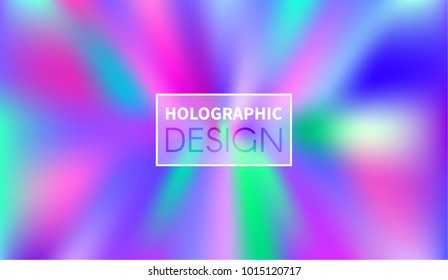Holographic Vector Background. Iridescent Foil. Glitch Hologram. Pastel neon rainbow. Ultraviolet metallic paper. Template for presentation. Cover to web design.  Abstract colorful gradient. 