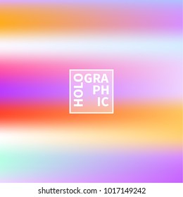 Holographic Vector Background. Iridescent Foil. Glitch Hologram. Pastel neon rainbow. Ultraviolet metallic paper. Template for presentation. Cover to web design.  Abstract colorful gradient. 