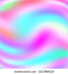 Holographic Vector Background. Iridescent Foil. Glitch Hologram. Pastel neon rainbow. Ultraviolet metallic paper. Template for presentation. Cover to web design.  Abstract colorful gradient. 