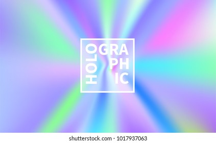 Holographic Vector Background. Iridescent Foil. Glitch Hologram. Pastel neon rainbow. Ultraviolet metallic paper. Template for presentation. Cover to web design.  Abstract colorful gradient. 