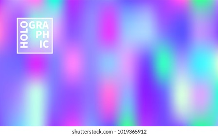 Holographic Vector Background. Iridescent Foil. Glitch Hologram. Pastel neon rainbow. Ultraviolet metallic paper. Template for presentation. Cover to web design.  Abstract colorful gradient. 