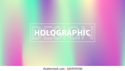 Holographic Vector Background. Iridescent Foil. Glitch Hologram. Pastel neon rainbow. Ultraviolet metallic paper. Template for presentation. Cover to web design.  Abstract colorful gradient. 
