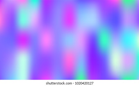 Holographic Vector Background. Iridescent Foil. Glitch Hologram. Pastel neon rainbow. Ultraviolet metallic paper. Template for presentation. Cover to web design.  Abstract colorful gradient. 