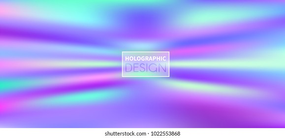 Holographic Vector Background. Iridescent Foil. Glitch Hologram. Pastel neon rainbow. Ultraviolet metallic paper. Template for presentation. Cover to web design.  Abstract colorful gradient. 