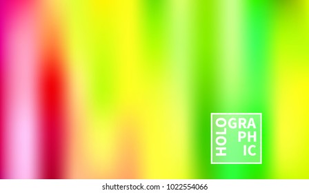 Holographic Vector Background. Iridescent Foil. Glitch Hologram. Pastel neon rainbow. Ultraviolet metallic paper. Template for presentation. Cover to web design.  Abstract colorful gradient. 