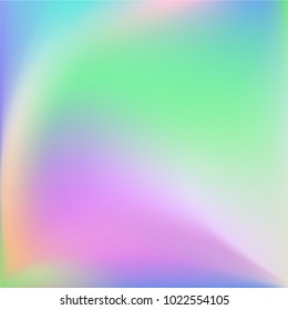 Holographic Vector Background. Iridescent Foil. Glitch Hologram. Pastel neon rainbow. Ultraviolet metallic paper. Template for presentation. Cover to web design.  Abstract colorful gradient. 