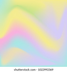 Holographic Vector Background. Iridescent Foil. Glitch Hologram. Pastel neon rainbow.  Template for presentation. Cover to web design. Abstract colorful gradient.