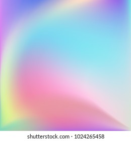 Holographic Vector Background. Iridescent Foil. Glitch Hologram. Pastel neon rainbow. Ultraviolet metallic paper. Template for presentation. Cover to web design.  Abstract colorful gradient. 
