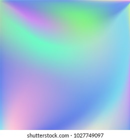 Holographic Vector Background. Iridescent Foil. Glitch Hologram. Pastel neon rainbow. Ultraviolet metallic paper. Template for presentation. Cover to web design.  Abstract colorful gradient. 