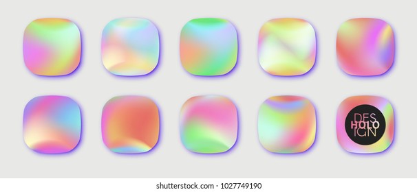 Holographic Vector Background. Iridescent Foil. Glitch Hologram. Pastel neon rainbow. Ultraviolet metallic paper. Template for presentation. Cover to web design.  Abstract colorful gradient. 