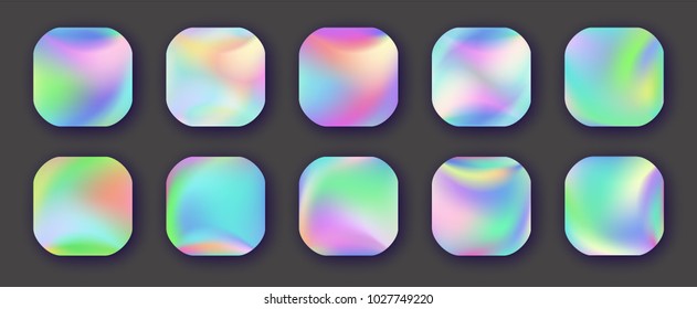 Holographic Vector Background. Iridescent Foil. Glitch Hologram. Pastel neon rainbow. Ultraviolet metallic paper. Template for presentation. Cover to web design.  Abstract colorful gradient. 