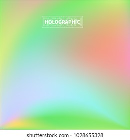 Holographic Vector Background. Iridescent Foil. Glitch Hologram. Pastel neon rainbow. Ultraviolet metallic paper. Template for presentation. Cover to web design.  Abstract colorful gradient. 