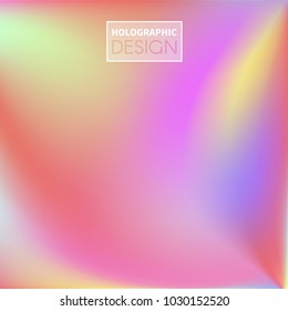 Holographic Vector Background. Iridescent Foil. Glitch Hologram. Pastel neon rainbow. Ultraviolet metallic paper. Template for presentation. Cover to web design.  Abstract colorful gradient. 