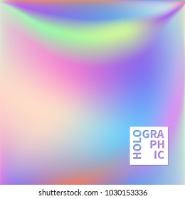 Holographic Vector Background. Iridescent Foil. Glitch Hologram. Pastel neon rainbow. Ultraviolet metallic paper. Template for presentation. Cover to web design.  Abstract colorful gradient. 