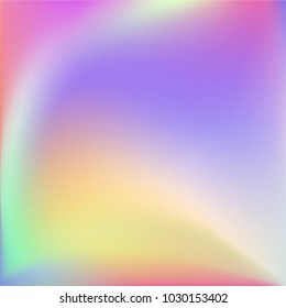 Holographic Vector Background. Iridescent Foil. Glitch Hologram. Pastel neon rainbow. Ultraviolet metallic paper. Template for presentation. Cover to web design.  Abstract colorful gradient. 