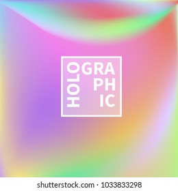 Holographic Vector Background. Iridescent Foil. Glitch Hologram. Pastel neon rainbow. Ultraviolet metallic paper. Template for presentation. Cover to web design.  Abstract colorful gradient. 