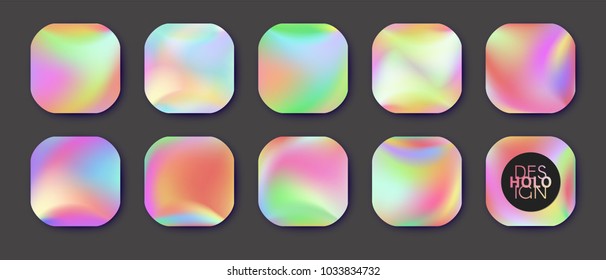 Holographic Vector Background. Iridescent Foil. Glitch Hologram. Pastel neon rainbow. Ultraviolet metallic paper. Template for presentation. Cover to web design.  Abstract colorful gradient. 