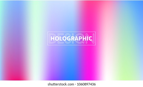 Holographic Vector Background. Iridescent Foil. Glitch Hologram. Pastel neon rainbow. Ultraviolet metallic paper. Template for presentation. Cover to web design.  Abstract colorful gradient. 