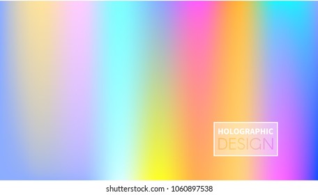 Holographic Vector Background. Iridescent Foil. Glitch Hologram. Pastel neon rainbow. Ultraviolet metallic paper. Template for presentation. Cover to web design.  Abstract colorful gradient. 