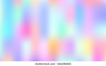Holographic Vector Background. Iridescent Foil. Glitch Hologram. Pastel neon rainbow. Ultraviolet metallic paper. Template for presentation. Cover to web design.  Abstract colorful gradient. 