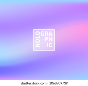 Holographic Vector Background. Iridescent Foil. Glitch Hologram. Pastel neon rainbow. Ultraviolet metallic paper. Template for presentation. Cover to web design.  Abstract colorful gradient. 