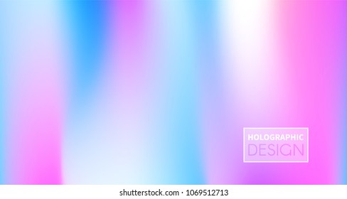 Holographic Vector Background. Iridescent Foil. Glitch Hologram. Pastel neon rainbow. Ultraviolet metallic paper. Template for presentation. Cover to web design.  Abstract colorful gradient. 