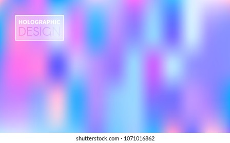 Holographic Vector Background. Iridescent Foil. Glitch Hologram. Pastel neon rainbow. Ultraviolet metallic paper. Template for presentation. Cover to web design.  Abstract colorful gradient. 