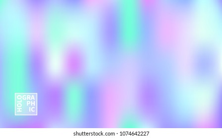 Holographic Vector Background. Iridescent Foil. Glitch Hologram. Pastel neon rainbow. Ultraviolet metallic paper. Template for presentation. Cover to web design.  Abstract colorful gradient. 