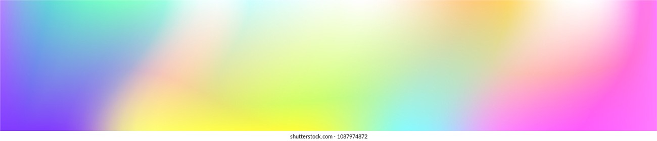 Holographic Vector Background. Iridescent Foil. Glitch Hologram. Pastel neon rainbow. Ultraviolet metallic paper. Template for presentation. Cover to web design.  Abstract colorful gradient. 