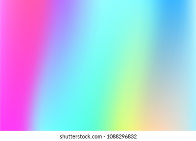Holographic Vector Background. Iridescent Foil. Glitch Hologram. Pastel neon rainbow. Ultraviolet metallic paper. Template for presentation. Cover to web design.  Abstract colorful gradient. 