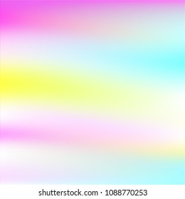 Holographic Vector Background. Iridescent Foil. Glitch Hologram. Pastel neon rainbow. Ultraviolet metallic paper. Template for presentation. Cover to web design.  Abstract colorful gradient. 