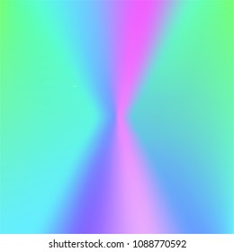 Holographic Vector Background. Iridescent Foil. Glitch Hologram. Pastel neon rainbow. Ultraviolet metallic paper. Template for presentation. Cover to web design.  Abstract colorful gradient. 