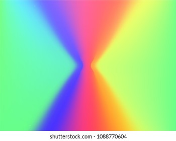 Holographic Vector Background. Iridescent Foil. Glitch Hologram. Pastel neon rainbow. Ultraviolet metallic paper. Template for presentation. Cover to web design.  Abstract colorful gradient. 
