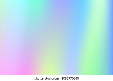 Holographic Vector Background. Iridescent Foil. Glitch Hologram. Pastel neon rainbow. Ultraviolet metallic paper. Template for presentation. Cover to web design.  Abstract colorful gradient. 