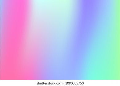 Holographic Vector Background. Iridescent Foil. Glitch Hologram. Pastel neon rainbow. Ultraviolet metallic paper. Template for presentation. Cover to web design.  Abstract colorful gradient. 
