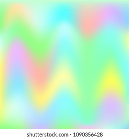 Holographic Vector Background. Iridescent Foil. Glitch Hologram. Pastel neon rainbow. Ultraviolet metallic paper. Template for presentation. Cover to web design.  Abstract colorful gradient. 