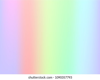 Holographic Vector Background. Iridescent Foil. Glitch Hologram. Pastel neon rainbow. Ultraviolet metallic paper. Template for presentation. Cover to web design.  Abstract colorful gradient. 