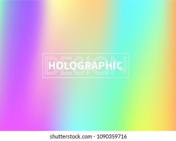 Holographic Vector Background. Iridescent Foil. Glitch Hologram. Pastel neon rainbow. Ultraviolet metallic paper. Template for presentation. Cover to web design.  Abstract colorful gradient. 