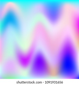 Holographic Vector Background. Iridescent Foil. Glitch Hologram. Pastel neon rainbow. Ultraviolet metallic paper. Template for presentation. Cover to web design.  Abstract colorful gradient. 