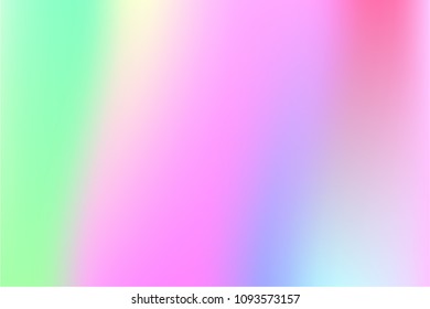 Holographic Vector Background. Iridescent Foil. Glitch Hologram. Pastel neon rainbow. Ultraviolet metallic paper. Template for presentation. Cover to web design.  Abstract colorful gradient. 