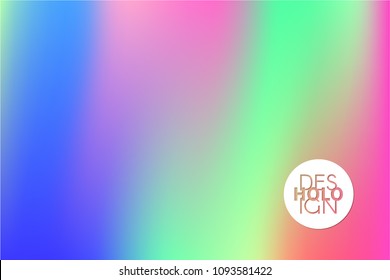 Holographic Vector Background. Iridescent Foil. Glitch Hologram. Pastel neon rainbow. Ultraviolet metallic paper. Template for presentation. Cover to web design.  Abstract colorful gradient. 