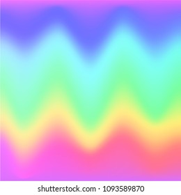 Holographic Vector Background. Iridescent Foil. Glitch Hologram. Pastel neon rainbow. Ultraviolet metallic paper. Template for presentation. Cover to web design.  Abstract colorful gradient. 