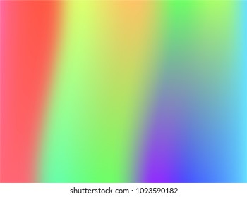 Holographic Vector Background. Iridescent Foil. Glitch Hologram. Pastel neon rainbow. Ultraviolet metallic paper. Template for presentation. Cover to web design.  Abstract colorful gradient. 