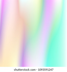 Holographic Vector Background. Iridescent Foil. Glitch Hologram. Pastel neon rainbow. Ultraviolet metallic paper. Template for presentation. Cover to web design.  Abstract colorful gradient. 